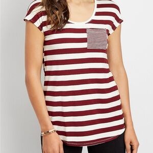 𝅺MAURICES 24/7 STRIPED SHORT SLEEVE SHIRT WITH FRONT POCKET SIZE SMALL
